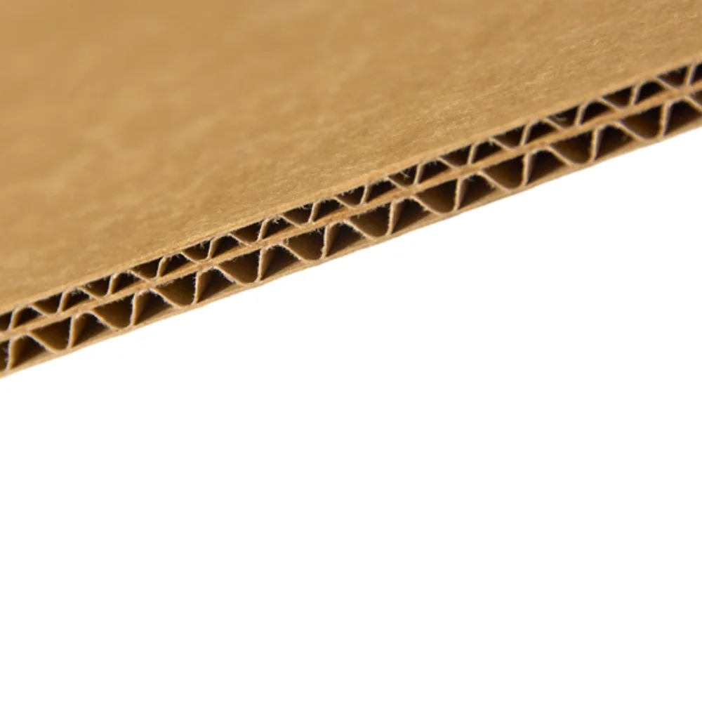 Close view of corrugated cardboard liners and flute layers
