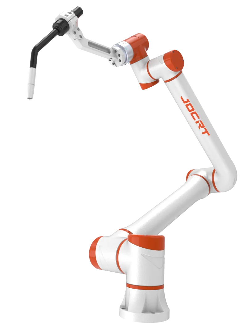 JOCRT collaborative robot arm fitted with an arc welding torch.