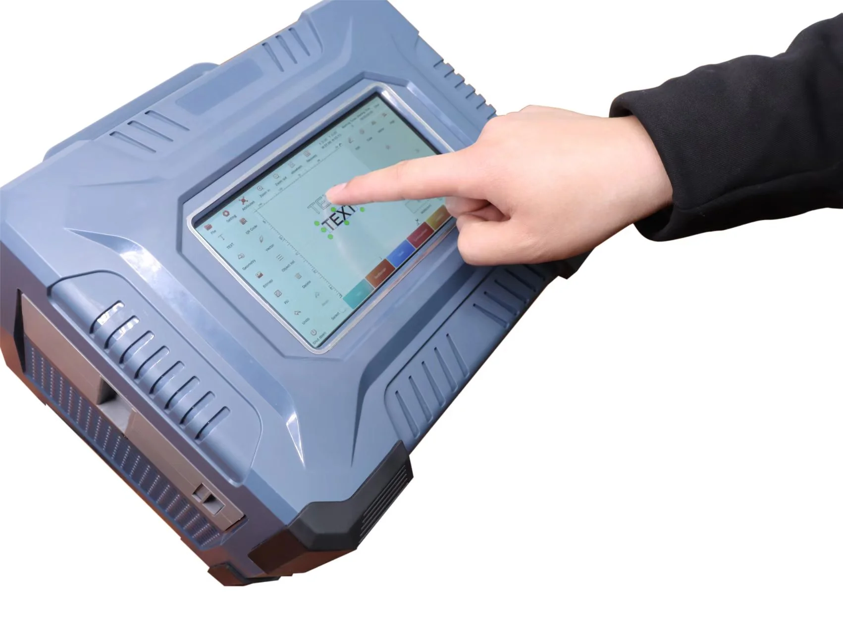 Portable laser marking machine and touchscreen controls