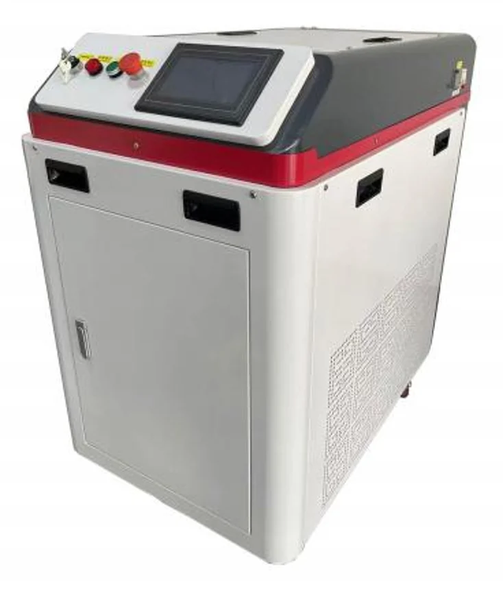 Laser cleaning machine with integrated control screen and cabinet